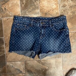LC Lauren Conrad Dark Blue Polka Dot Jean Shorts Size 10